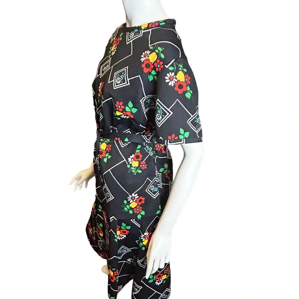 70s Vintage Sears Fashion Top Skirt Set Black